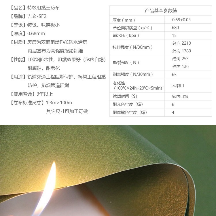 【吉文】阻燃防火布 三防布 三防油布 吉文篷布厂家直销