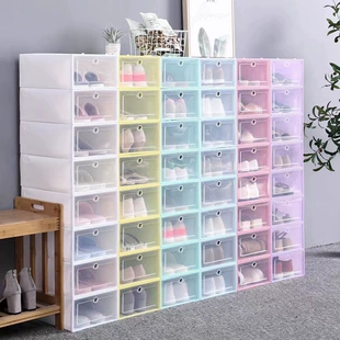 Transparent Flip Shoe Box — Thicker Stackable Plastic Drawer, Dustproof Storage (Small & Large)