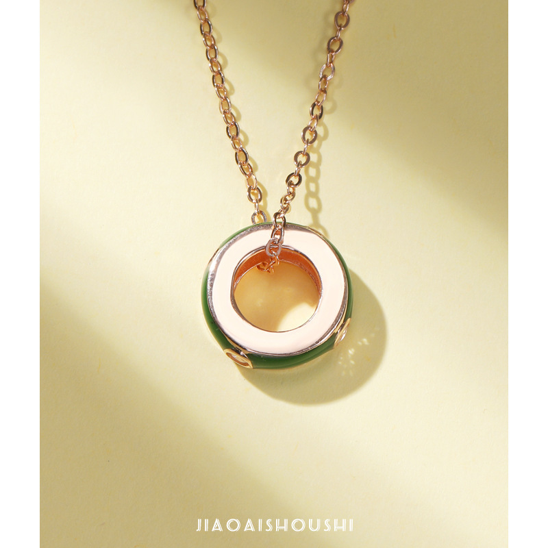 Jiaojia S925 plata esterlina colgante de anillo geométrico de piedra en nicho simple collar de cadena clavicular accesorios para mujeres