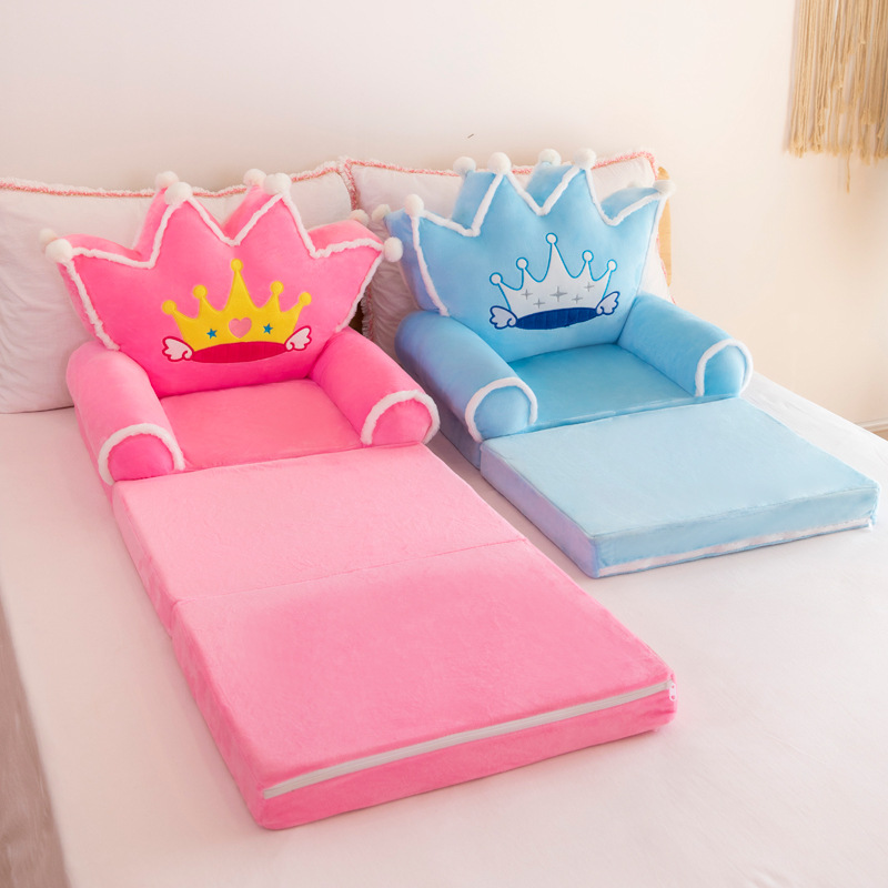 Sofá Infantil Plegable de Tres Capas, Asiento de Bebé de Dibujos Animados para Guardería, Taburete de Peluche, Sofá Perezoso Desmontable