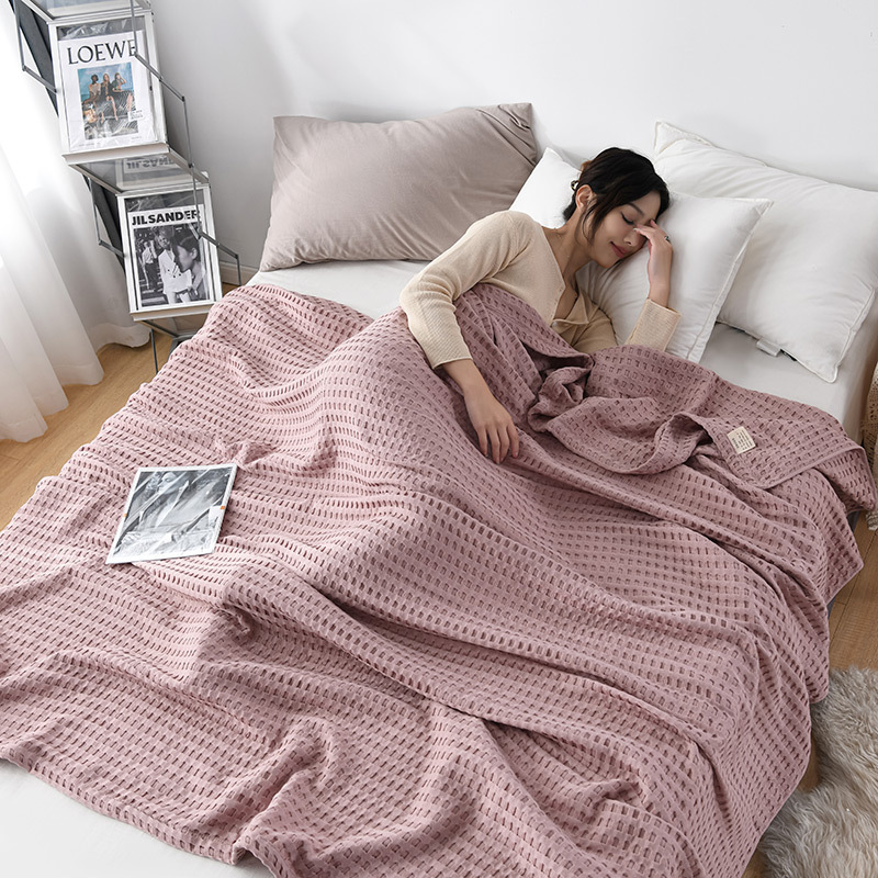 3OBRins沙发毯韩式纱布毯子毛巾被纯棉全棉华夫格午睡休闲盖毯夏
