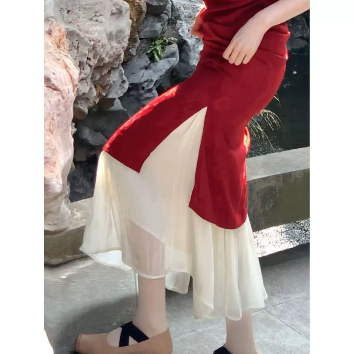 复古馆旗袍内衬半身纱裙温柔飘逸百搭仙女打底半裙防走光女