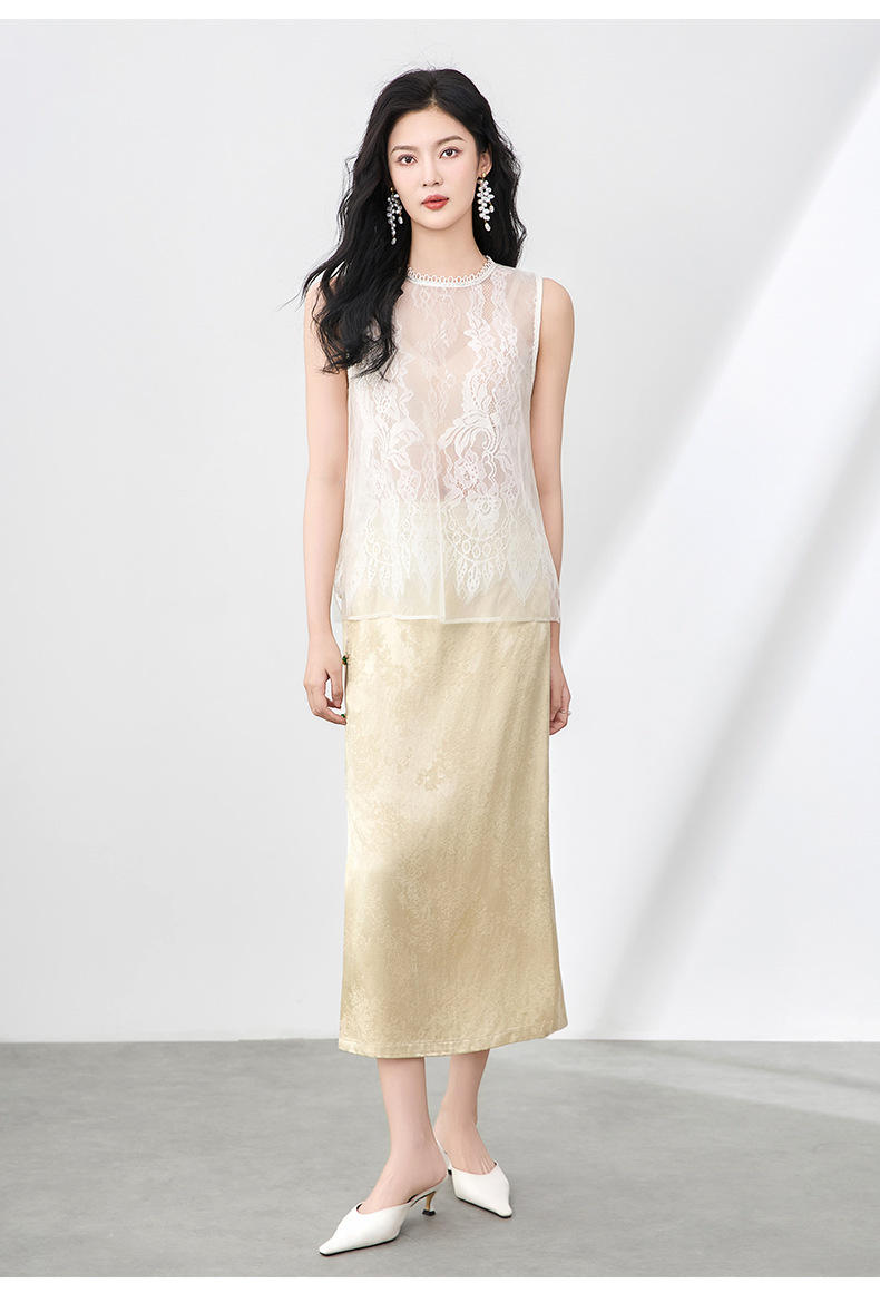 Áo hai dây organza ren cổ tròn phong cách thanh lịch mùa hè — Màu đen chi tiết 24