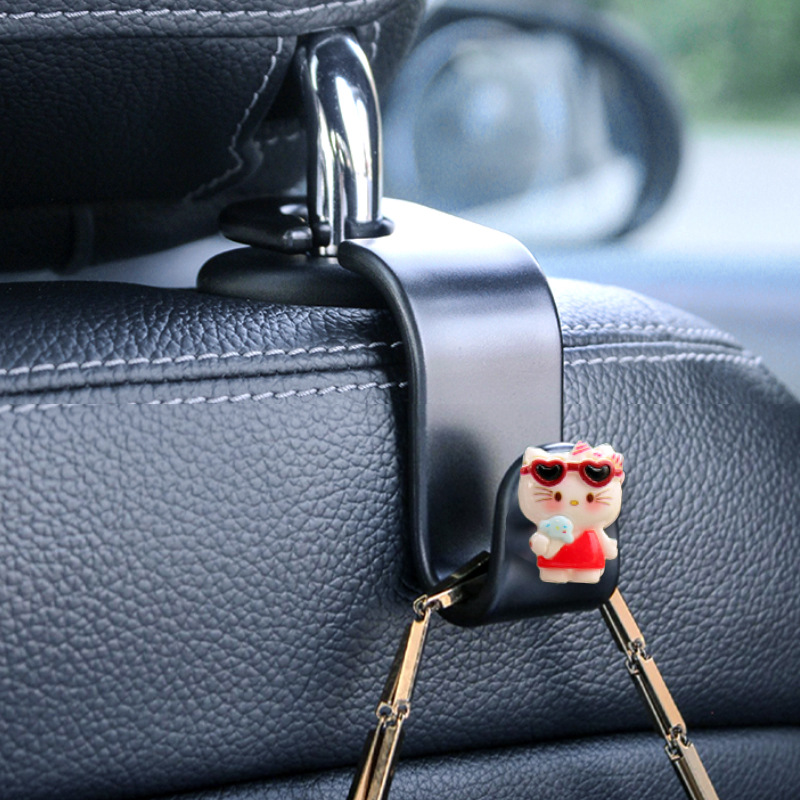 Lindo gancho de gatito asiento de coche portátil femenino gancho de remolque trasero gancho de coche gancho de coche gancho de respaldo de coche
