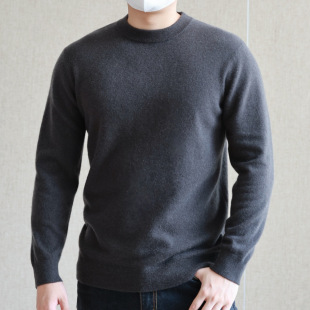 Encounter Eternity: Light Luxury 100% Pure Cashmere Crew Neck Sweater, Light Business Long Sleeve Base Knit for Men