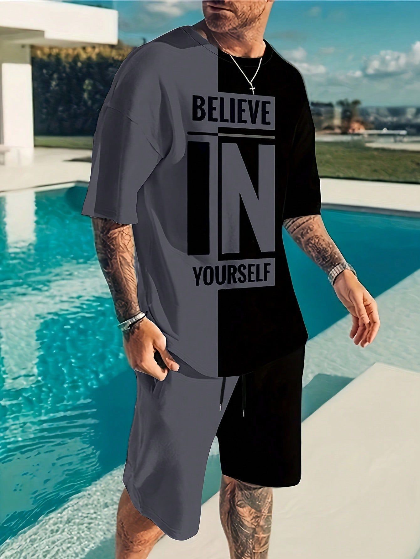 Comercio exterior europeo y americano Amazon 2025 nuevo estilo casual a juego de color manga corta cuello redondo camiseta pantalones cortos traje ME5 MA04