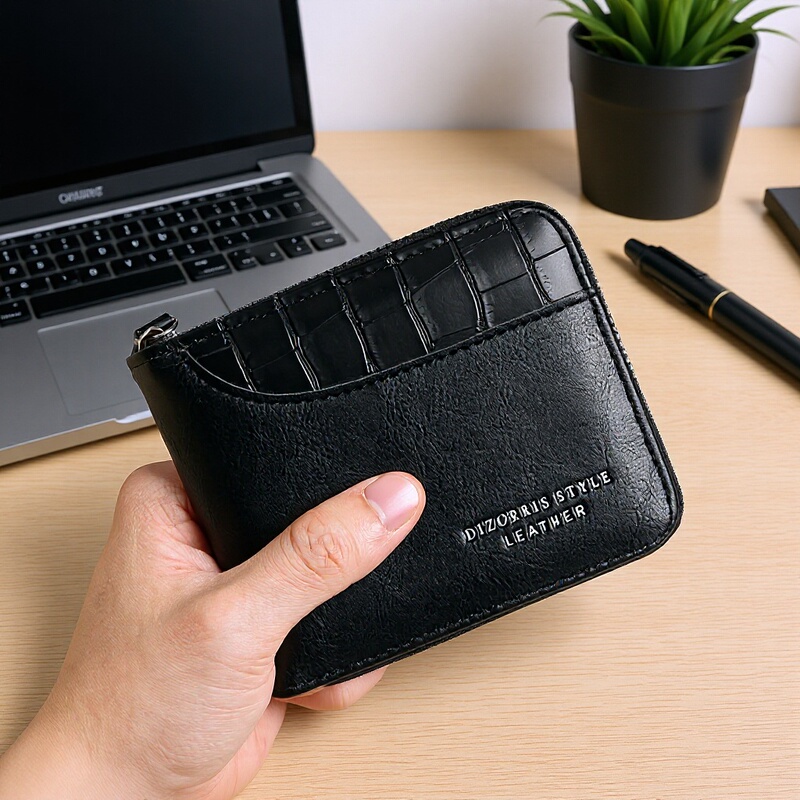 New Stone-Patterned Accordion-Style Card Holder and Id Case, Fashionable Patchwork Design with Multiple Card Slots, Large Capacity, Zippered Coin Purse and Card Holder