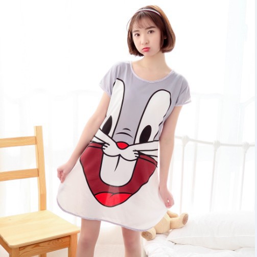 Camisón de verano pijamas de las mujeres de manga corta de dibujos animados lindo camisón Delgado desgaste del hogar Comercio exterior transfronterizo al por mayor