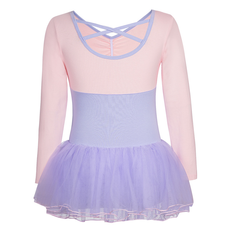 Ropa de baile, falda de ballet de otoño e invierno para niños, ropa de práctica de manga larga, mono de algodón en contraste, ropa de rendimiento de prueba de danza china