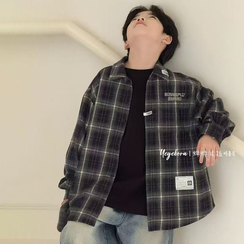 Camisas a cuadros de otoño 2025 nuevo estilo casual versátil chico guapo camisa coreana chaqueta de moda chico grande