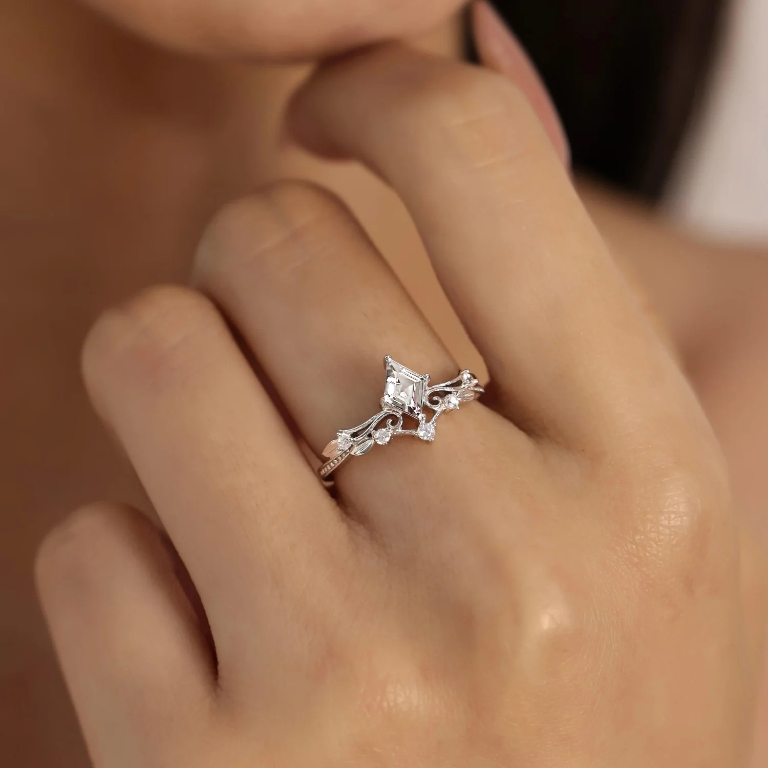 All Seasons Season Women's Gender 925 Sterling Silver Zircon Rhombus Rings 925 Sterling Silver Rings