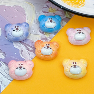 Cartoon Animal Bright Face Cute Bear Hair Clip Hair Accessories Toy DIY Cream Glue Handmade Material Resin Accessories
