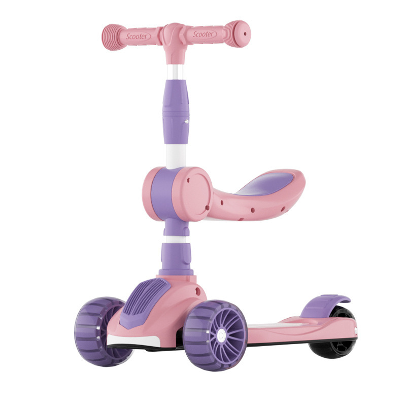 Scooter para niños 2-3-8 niña princesa niño bebé puede sentarse alto tres en uno patineta scooter