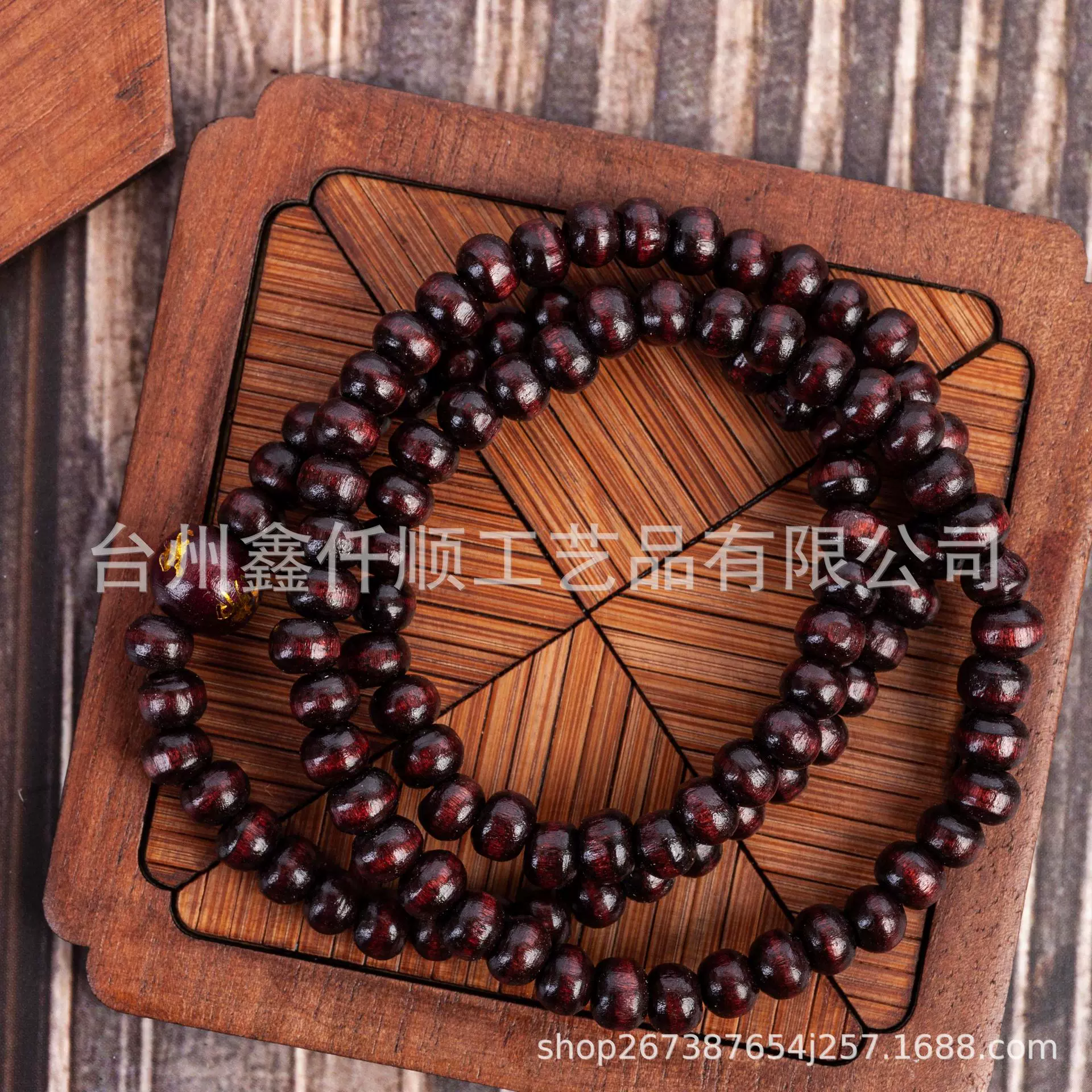 Фабрика оптовая продажа бисероков 3 круга 108 четок имитация небольших листьев розового дерева бусы с буквами Будды браслет 6 мм