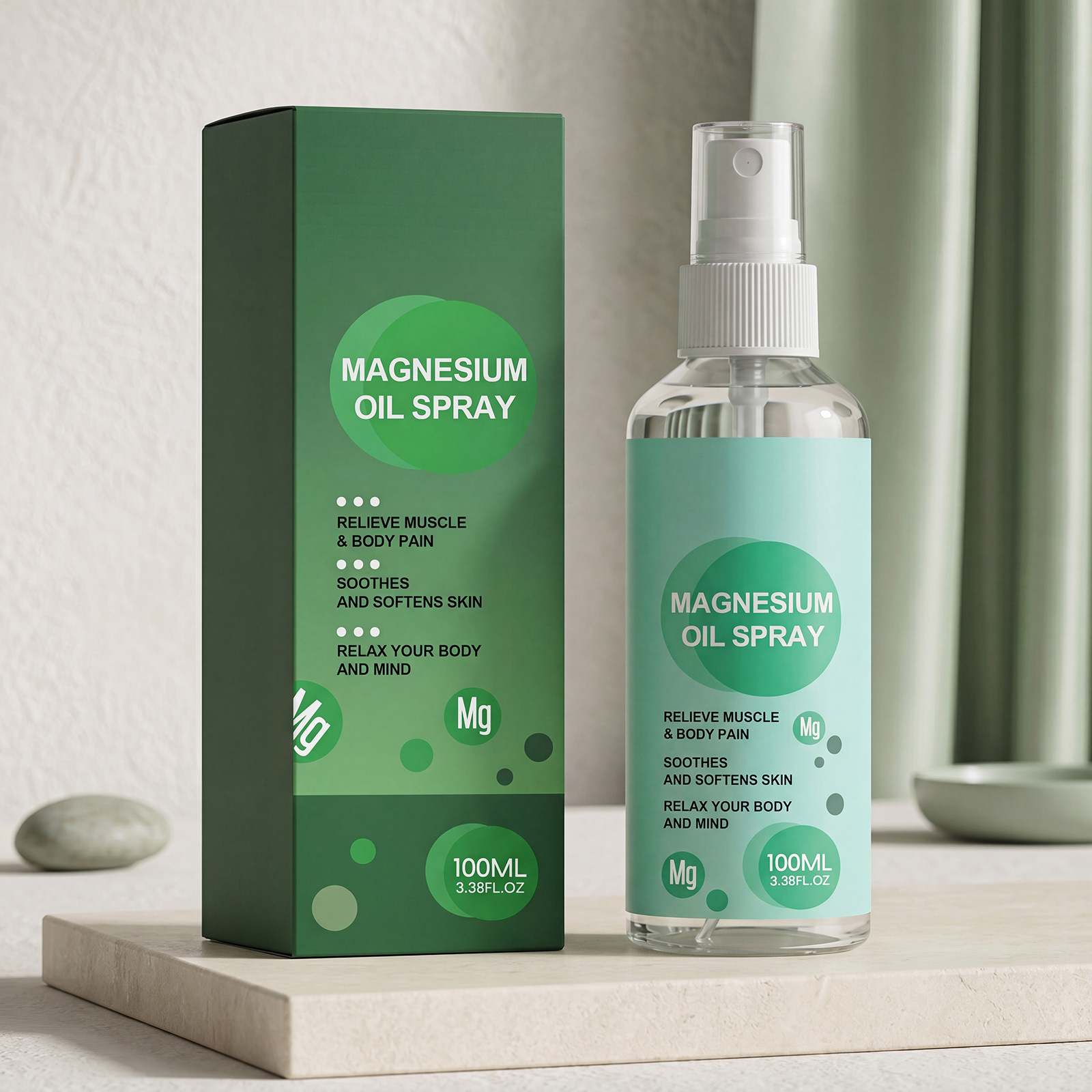 Magnesium Oil Care Spray: Lightweight Mist for Refreshing and Moisturizing Body Skin, Relaxing and Comforting Care Spray