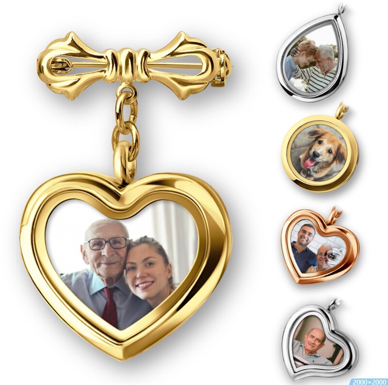 New Copper Butterfly Brooch Photo Frame DIY Family Combination Photo Wedding Bouquet Commemorative Holiday Peach Heart Photo Box