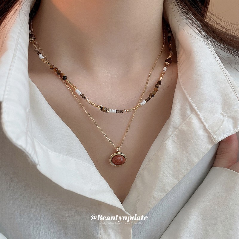 Colar de pérolas de luxo com fecho magnético para mulher_voghion.com