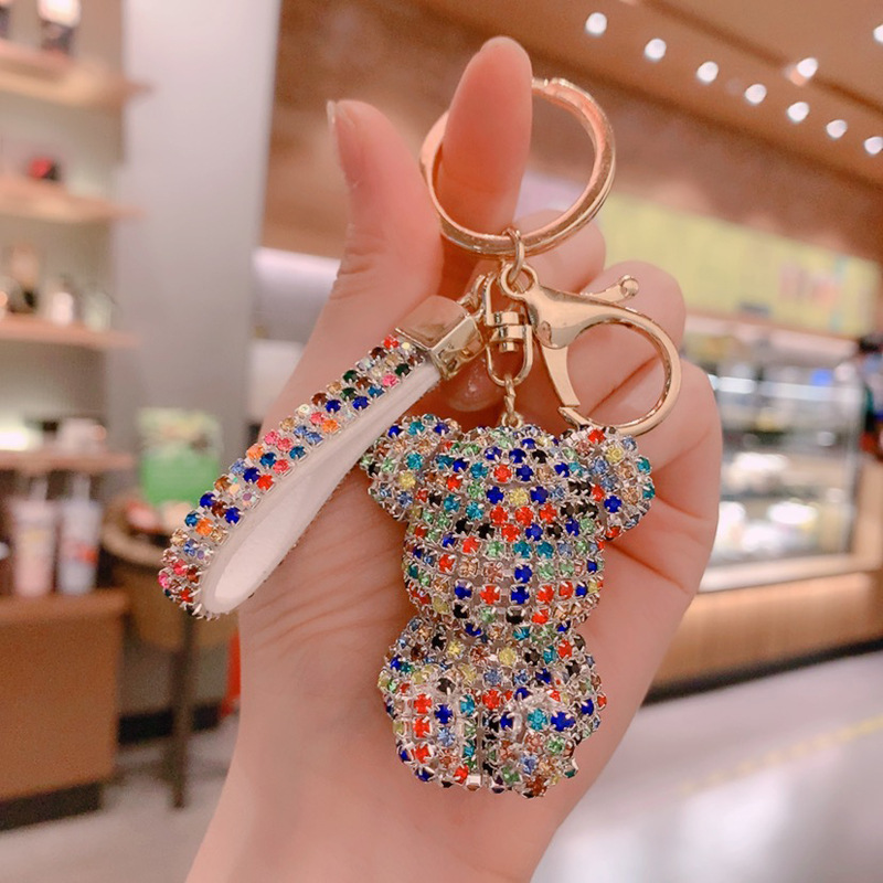 Cute Modern Style Korean Style Bear Alloy Inlay Artificial Rhinestones Women's Bag Pendant Keychain display picture 3