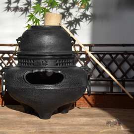 鬼面风炉 铸铁茶壶炭炉 风釜茶炉铁壶保温炉火钵乌榄炭橄榄麦太保