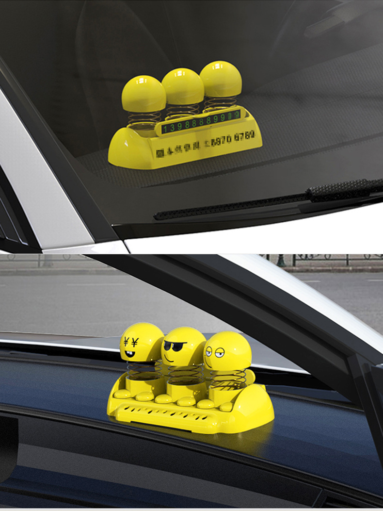 Car Ornaments, Car Parking Card Number Plate, Minions Cartoon Doll Ornaments, Car Temporary Parking Number Plate