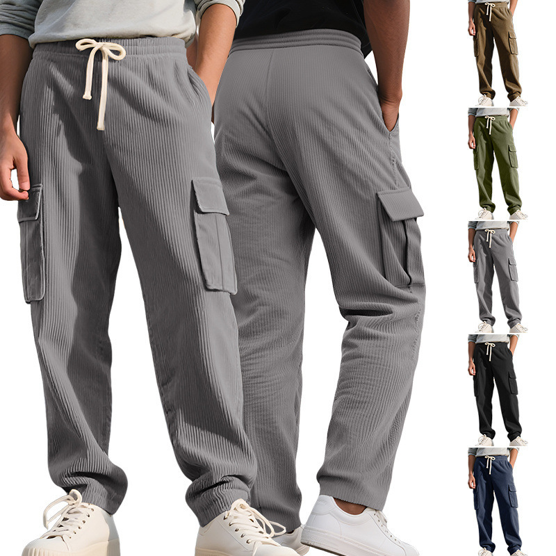 European and American Cross-Border New Multi-Pocket Jogging Pants for Export on Amazon Tk, Autumn Sports Corduroy Men's Casual Pants European and American Cross-Border New Multi-Pocket Jogging Pants for Export on Amazon Tk, Autumn Sports Corduroy Men's Casual Pants