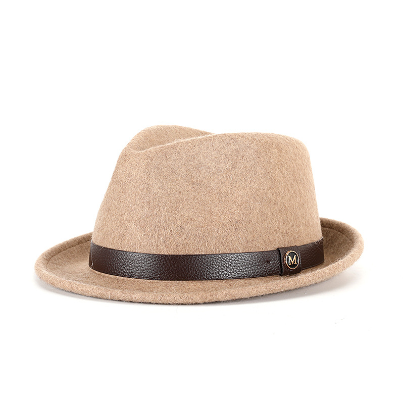 Sombrero Otoño e Invierno pura lana sombrero de jugador de bolos de lana retro francés británico Jazz sombrero rollo a lo largo de fieltro sombrero transfronterizo al por mayor