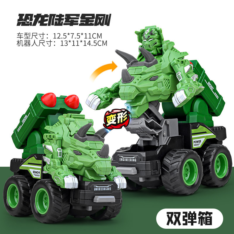 Coche deformado para niños, dinosaurio, coche deformado, robot, vehículo de ingeniería automotriz ensamblado, modelo de coche deformado por colisión inercial