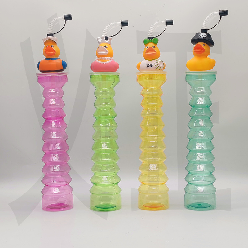 Venta caliente de comercio exterior fabricante spot PET taza de árbol de coco taza de pajita de plástico botella de jugo desechable forma personalizada árbol de coco