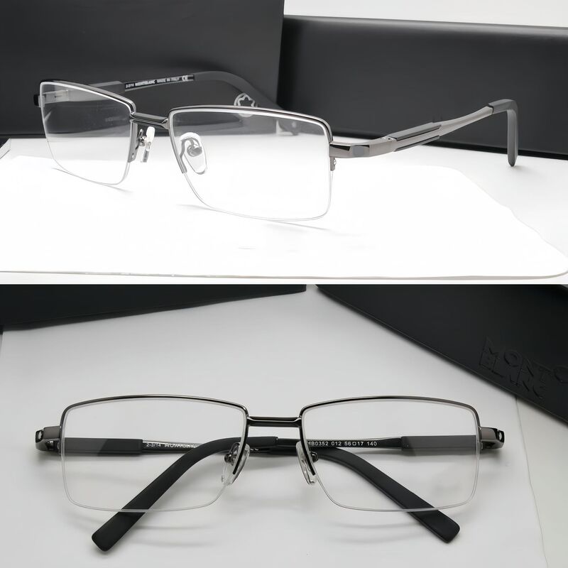 Men's Retro Pure Titanium Half-Frame Accessible Luxury Slimming Look Myopia Glasses Frame Can Be Equipped with Anti-Blue Light Mb0352 Multi-Focus Glasses Men's Retro Pure Titanium Half-Frame Accessible Luxury Slimming Look Myopia Glasses Frame Can Be Equipped with Anti-Blue Light Mb0352 Multi-Focus Glasses