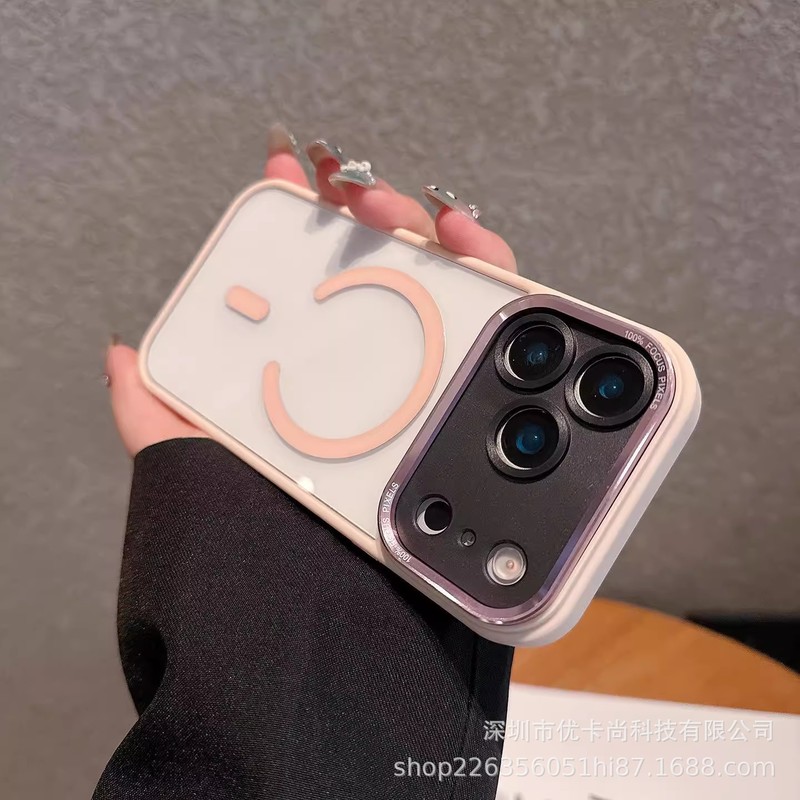 适用iPhone17Promax透明磁吸手机壳金属鹰眼镜头苹果16全包保护套|undefined
