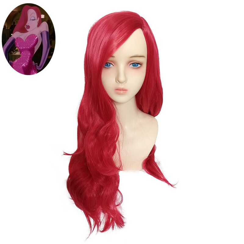 Movie Who Framed Roger Rabbit Cos Suit Jessica Cosplay Role Performance Red Long Curly Wig