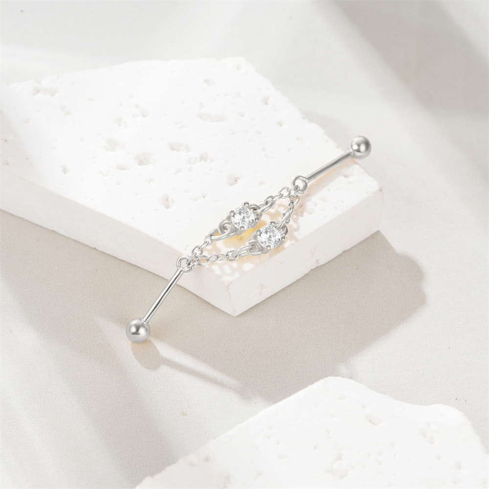 3g Weight Zircon Inlay Material Ear Studs Classification Ear Cartilage Rings & Studs Piercing Type 1 Piece Quantity Daily, Festival Occasion 925 Sterling Silver Material Geometric Pattern Unisex Gender Inlay Design Simple Style Style 1 Piece 925 Sterling Silver Zircon Geometric Ear Studs 26