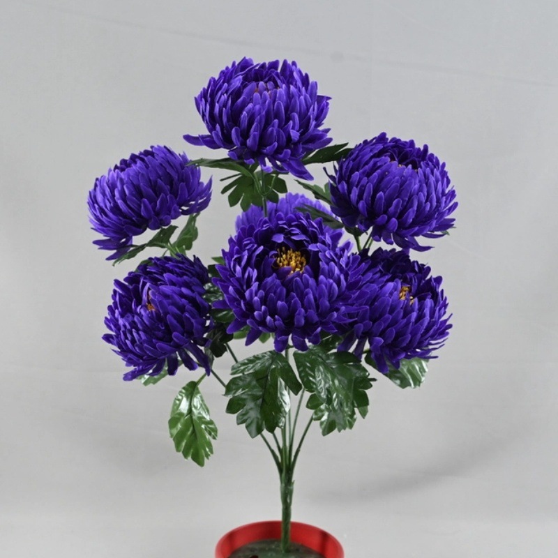 Flores artificiales de estilo europeo, crisantemo de 7 cabezas con forma de garra de dragón, decoración de bodas, arreglos florales, decoración de ventanas, ramo de flores artificiales decorativas