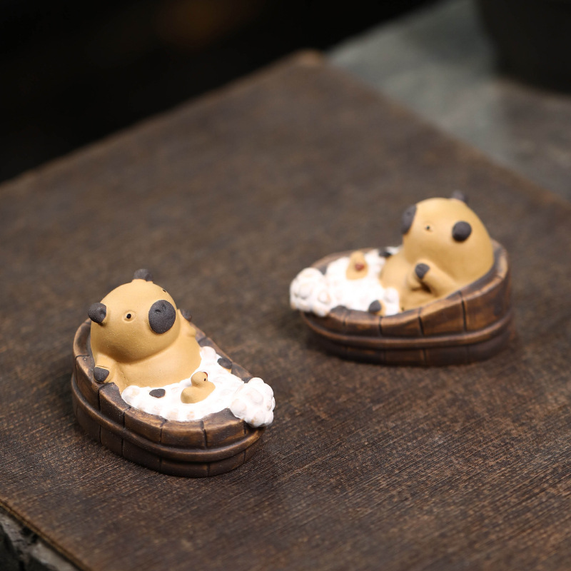 Yixing Zisha Tea mascota animal capibara cura lindo y lindo Kapibala baño pequeño decoración de mesa
