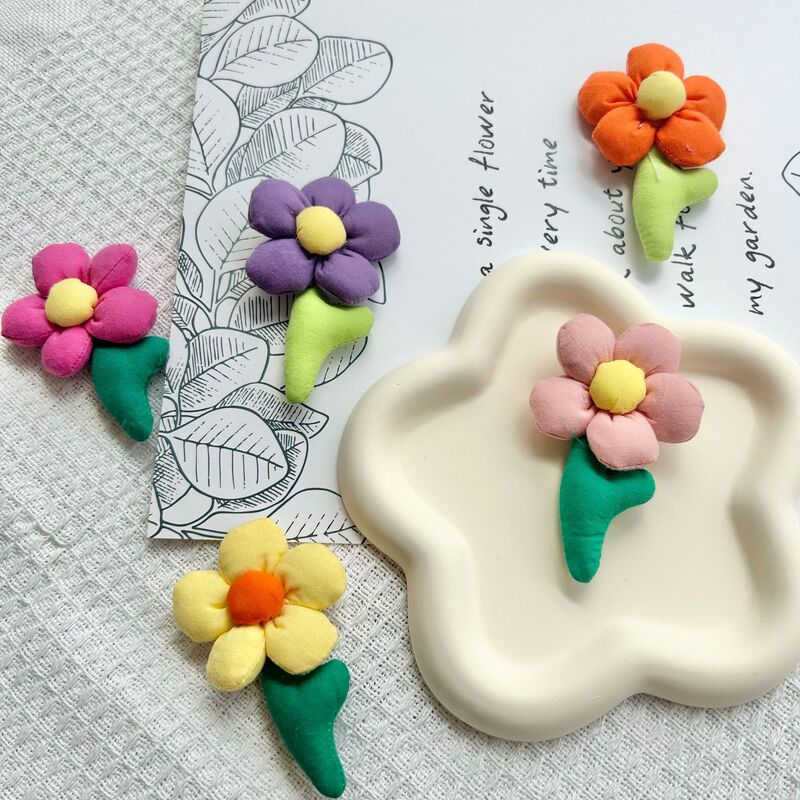 Spring and Autumn Fabric Stereo Cotton-Filled Flowers Cartoon Cute Japanese Style DIY Brooch Accessories Luggage Accessories Clothing Accessories