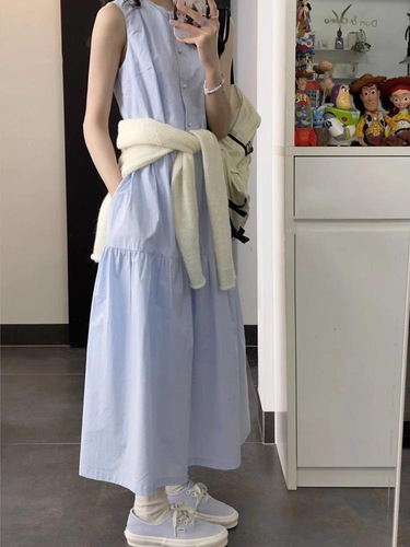 French-style fresh, gentle, sweet women's summer sleeveless bustier dress, loose and flattering, elegant long dress