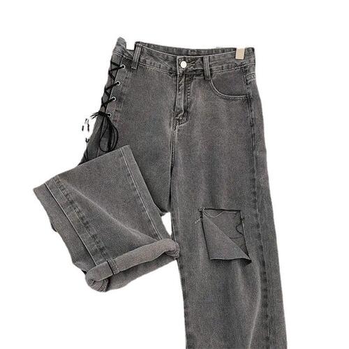 Women's Summer and Autumn High-Waisted Band Design Fashion Loose Straight Leg Slim Wide Leg Long Pants Trendy