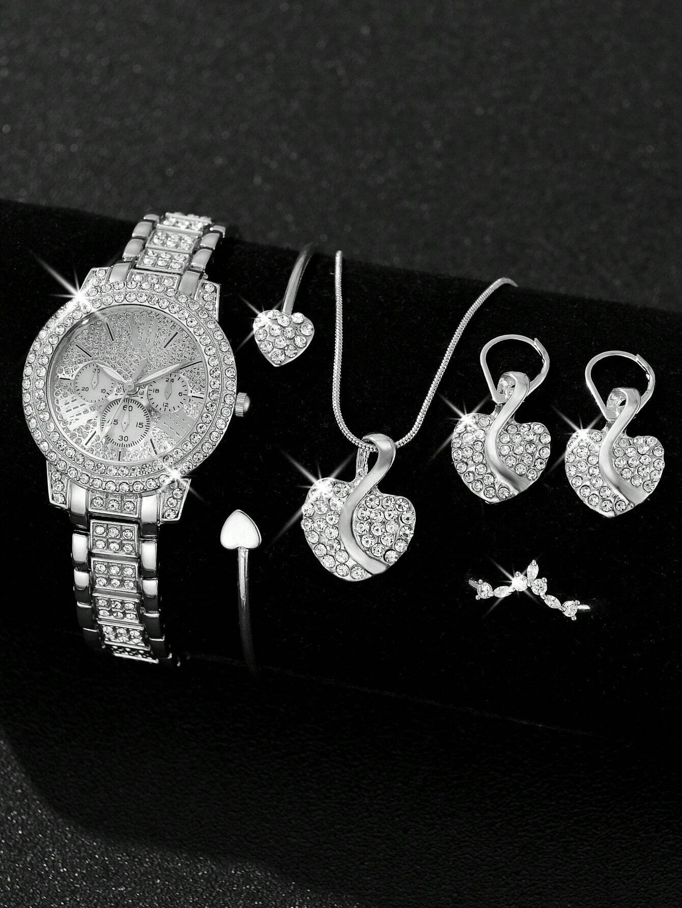 Explosiones transfronterizas Jubabo con diamantes para mujeres reloj conjunto de moda alta sensación romana reloj de cuarzo reloj de pulsera image 10