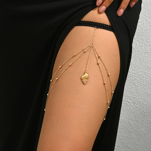 Zhuru Clothing European and American Cross-Border Sexy Fine Bead Chain Metal Tassel Shell Pendant Fashion Thigh Chain H0056