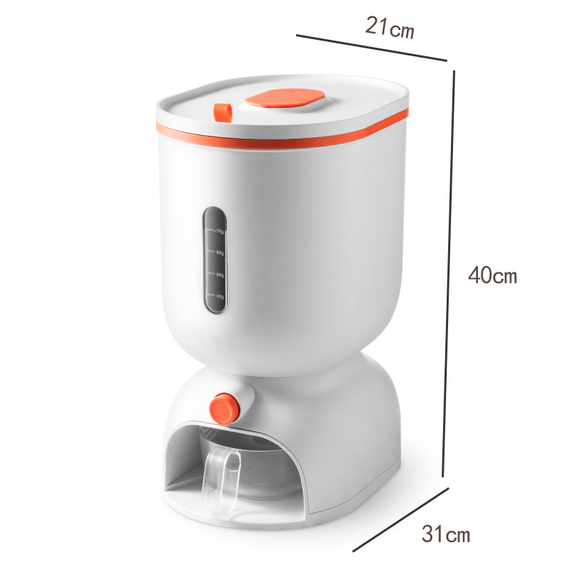 Cubo de arroz de medición de tipo push caja de arroz de cocina Cubo de almacenamiento de grano sellado caja de almacenamiento de arroz doméstica Cubo de arroz de plástico a prueba de insectos a prueba de humedad