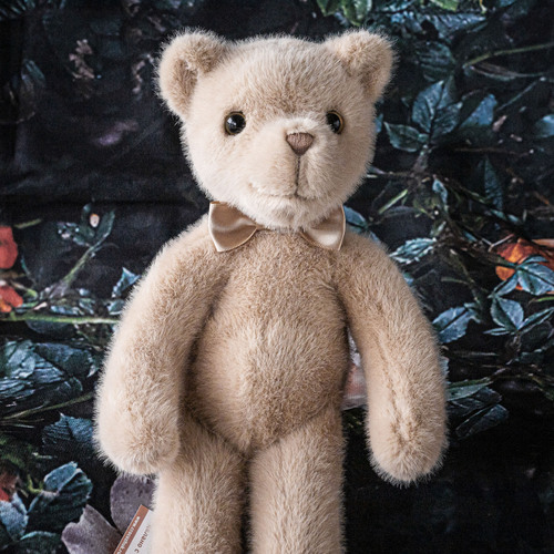 Brand Dabron Official Original Plush Bear with Golden Bow Tie, Cream Yellow, Anniversary Gift Box Set