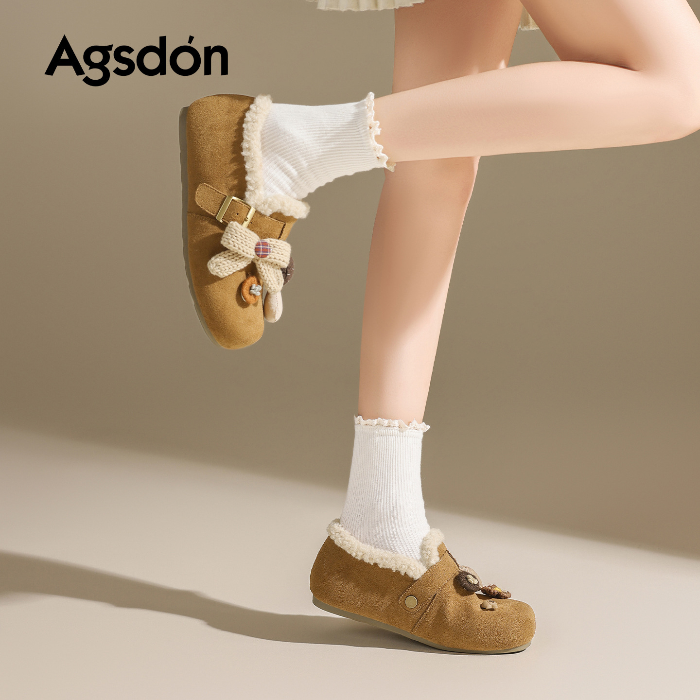 Zapatos de algodón de peluche de invierno 2025 nuevos zapatos de algodón de peluche de patata con un solo pie