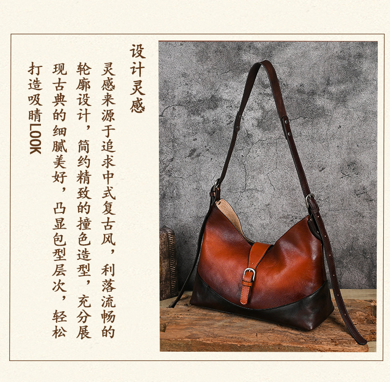 Túi tote da bò thật phong cách vintage, tay cầm chắc chắn, dung tích lớn — Vàng cổ điển, Màu xanh lá cây, Đỏ cổ điển, Nâu cổ điển chi tiết 7