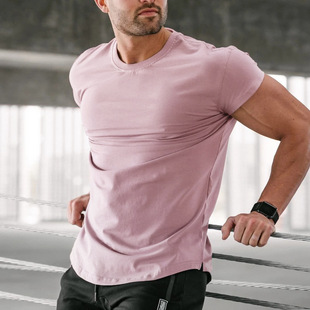 Trendy casual fitness sports Slim Fit muscle curve round neck short sleeve t-shirt