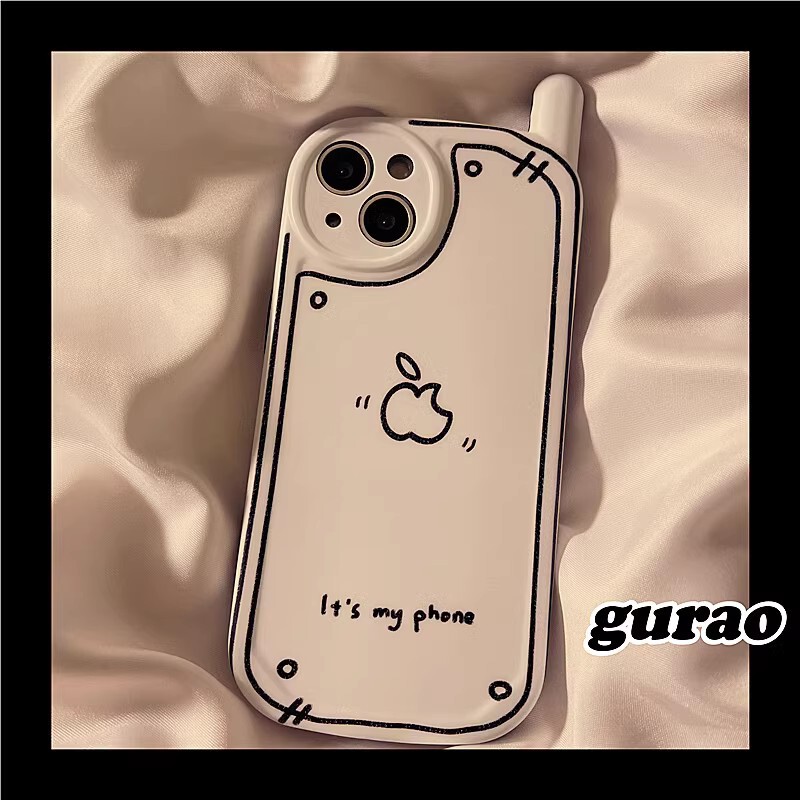 Simple Mobile Hand-painted Phone Case for Apple 15promax iPhone14 Silicone 16 Drop-resistant 13/x/7
