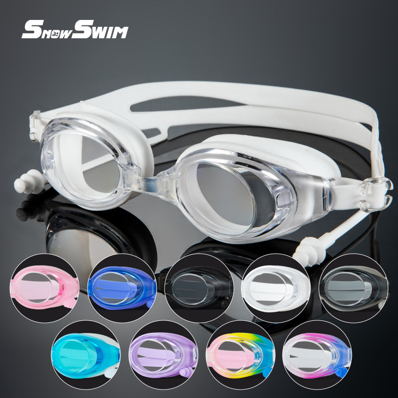 Boxed bagged one-piece earplugs silicone swimming goggles adult waterproof anti-fog plain large frame 100 swimming goggles cross-border