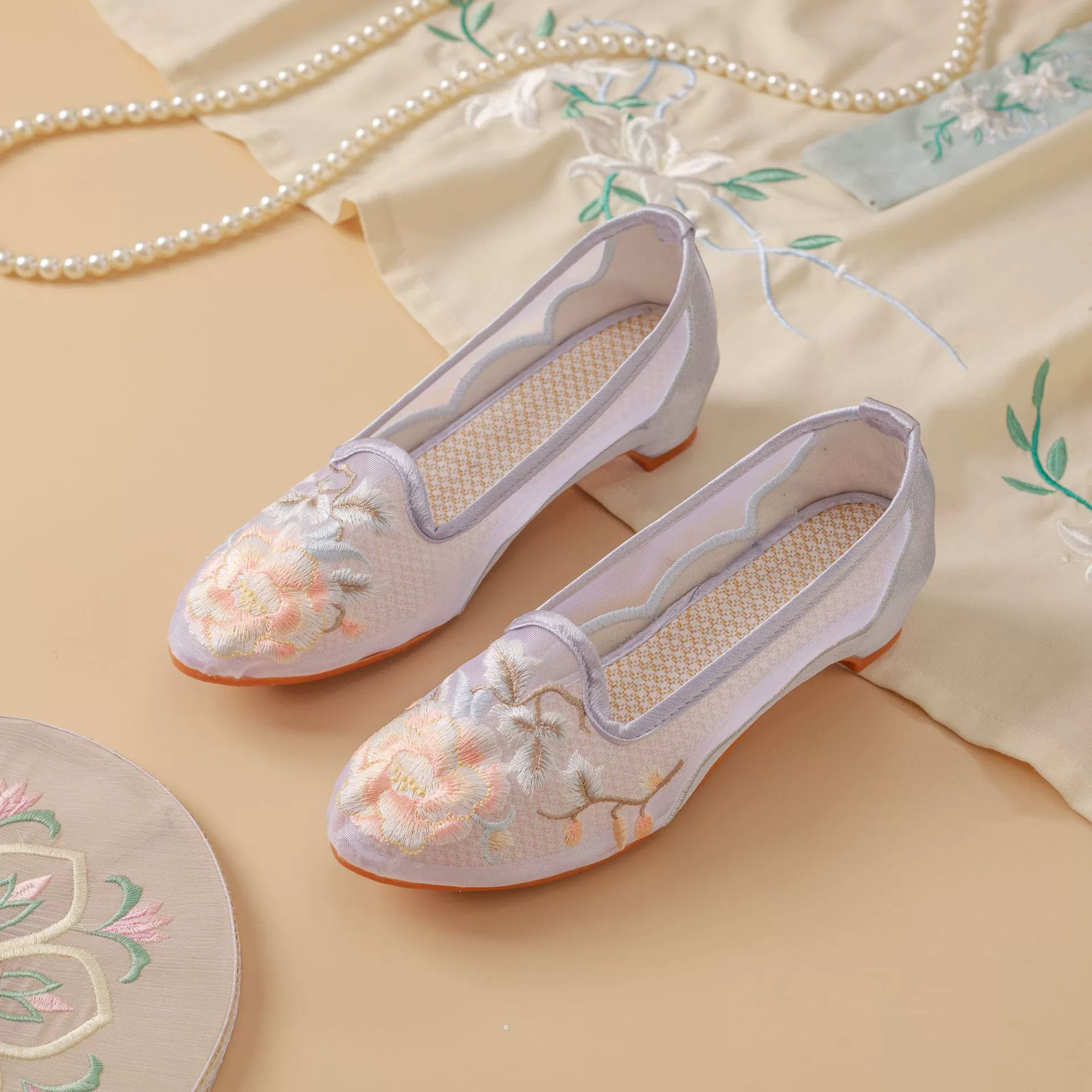 Mesh summer ethnic footwear, retro cheongsam, shoes, ethnic style