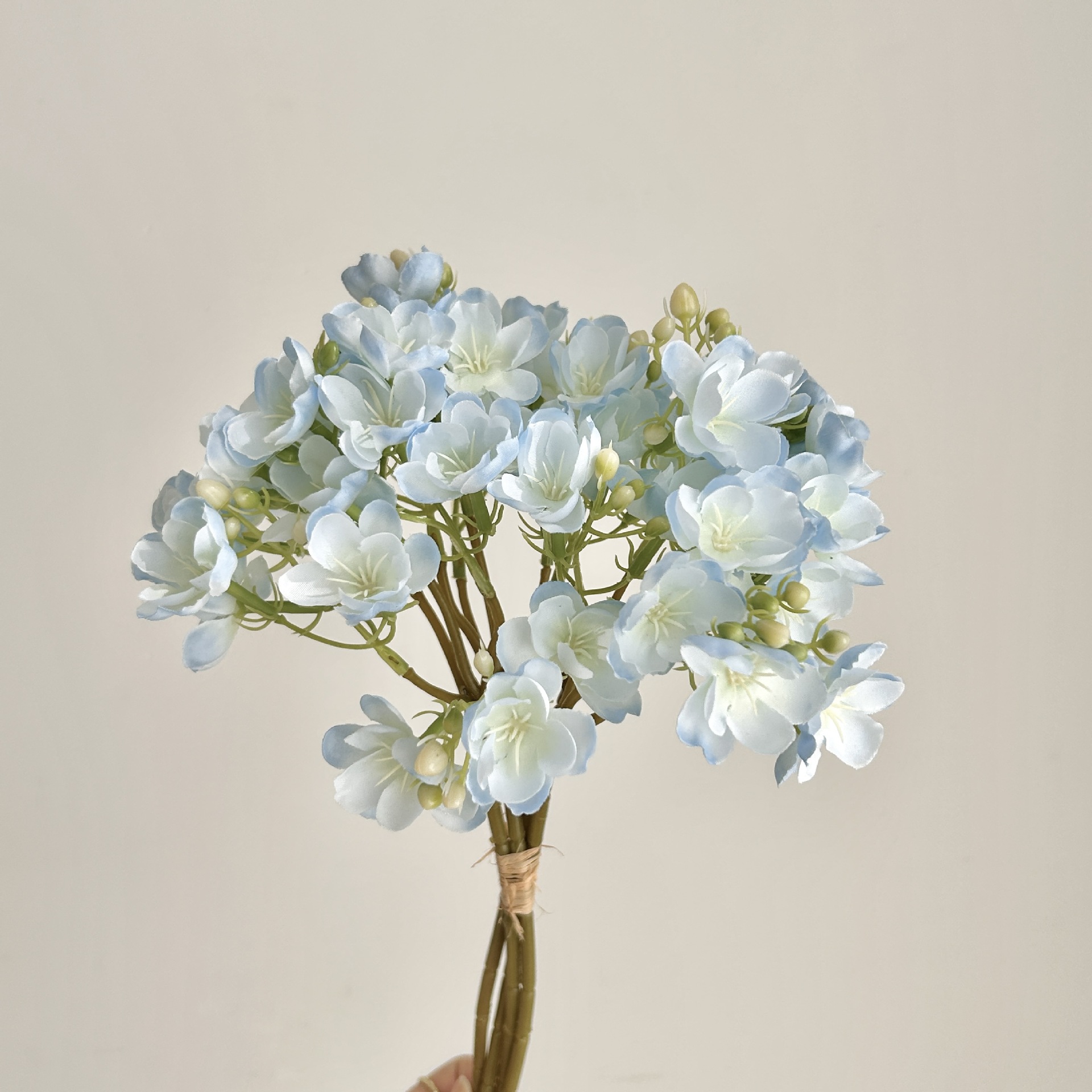 Pequeño ramo fresco, ramo de jazmín, flores artificiales, muebles de flores falsas, arreglos florales, mesa de comedor, decoración floral, accesorios fotográficos