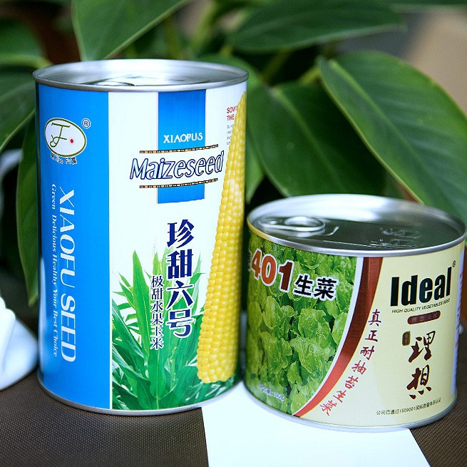 江苏制罐厂家生产 甜玉米种子包装铁罐  马口铁圆形种子铁罐