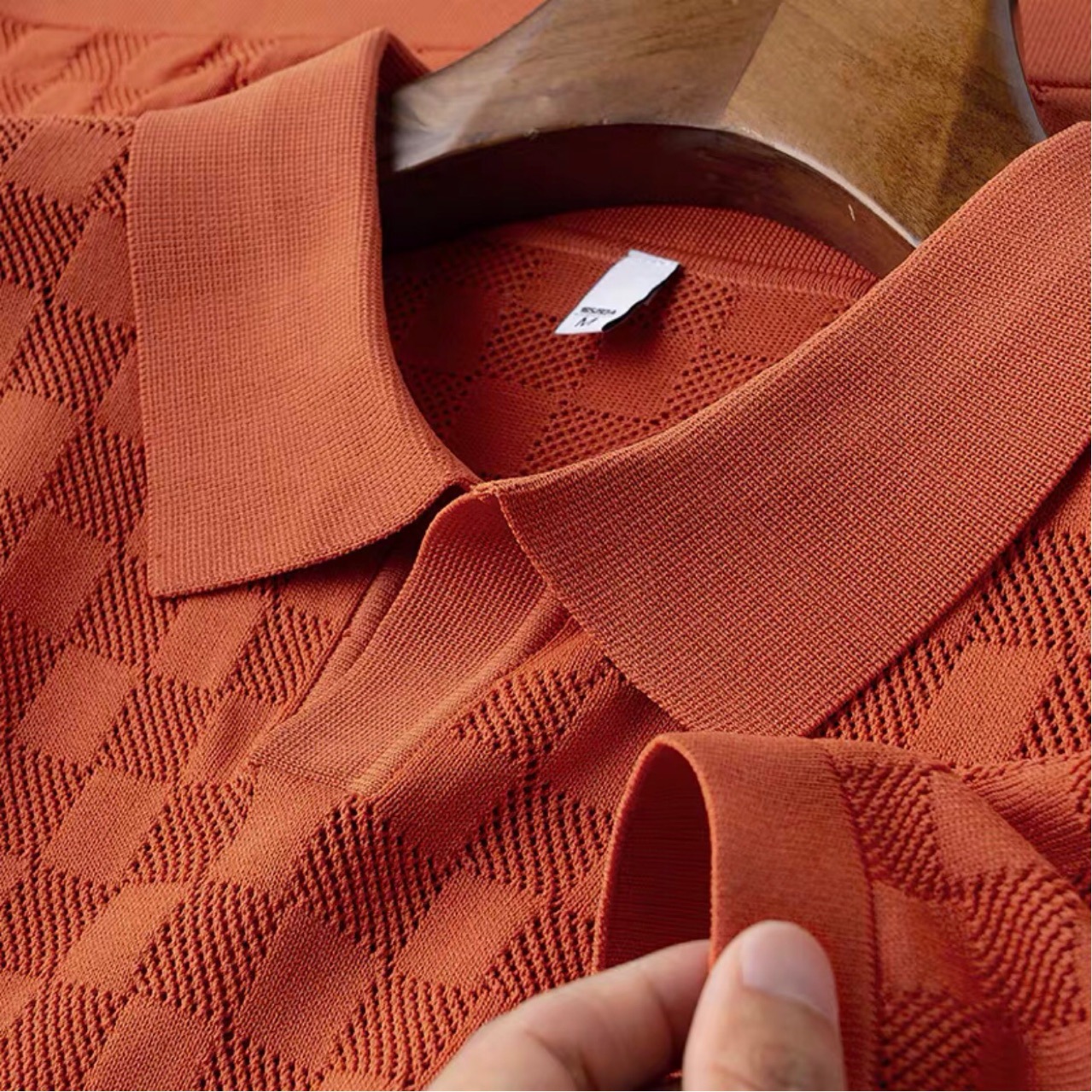 Hcf Accessible Luxury Summer Thin Cut Out Ice Silk White Polo Shirt Men's Short-Sleeved Business Casual Lapel Knitwear for Men